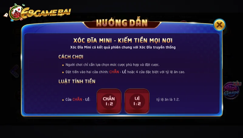 Tỷ lệ trả thưởng xóc đĩa 68 GB